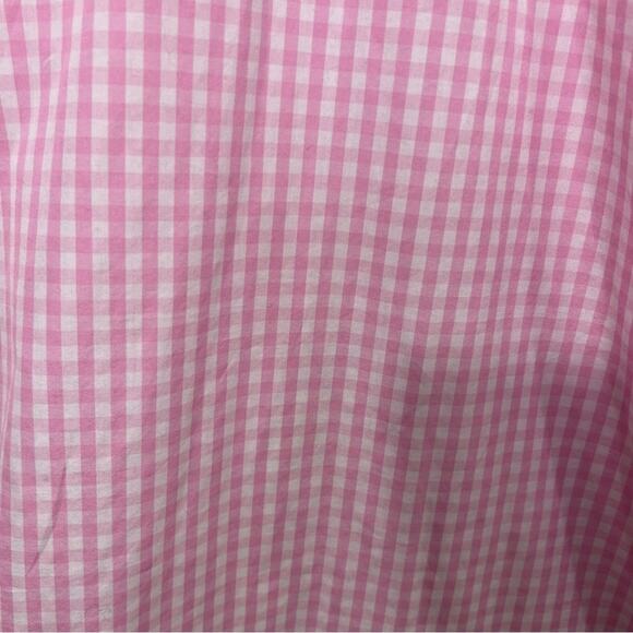 Teddy Stratford Pink Gingham Oxford Cloth Zip Front Shirt Size Large or 4 - Picture 10 of 13